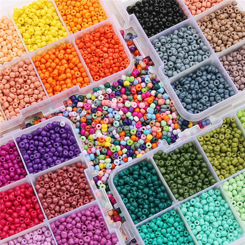3mm Glass Solid Color Seed Beads Jewelry Making Kit-8 Grids