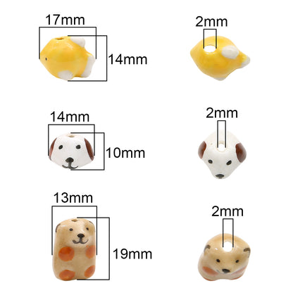 Puppy Hand Painted Ceramic Beads