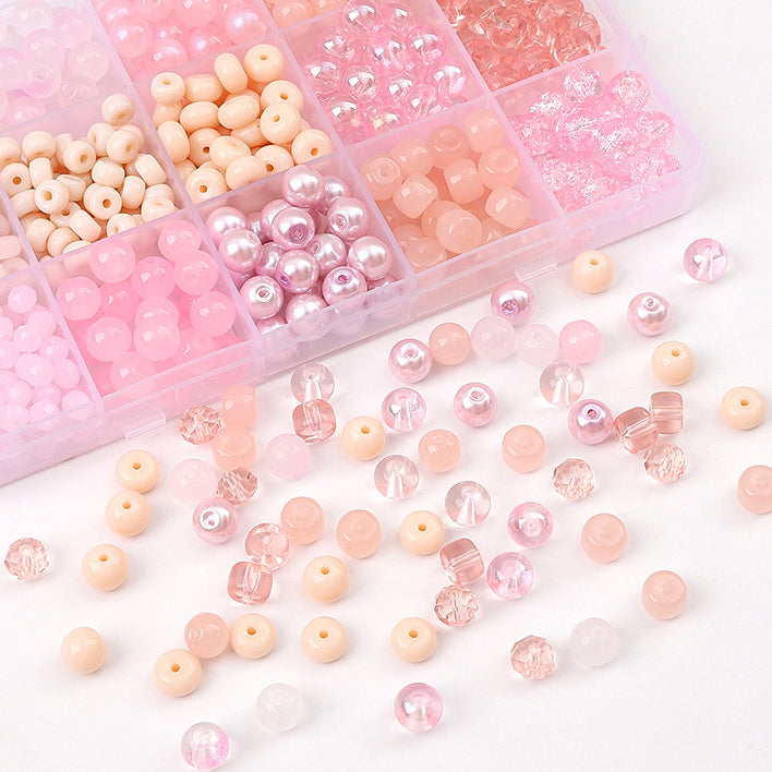 Pink Series - Round Glass Bulk Beads Beading Jewelry Making