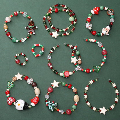 Christmas Snowman & Tree Bead Kit – DIY Jewelry Making Set for Bracelets, Necklaces & Holiday Crafts
