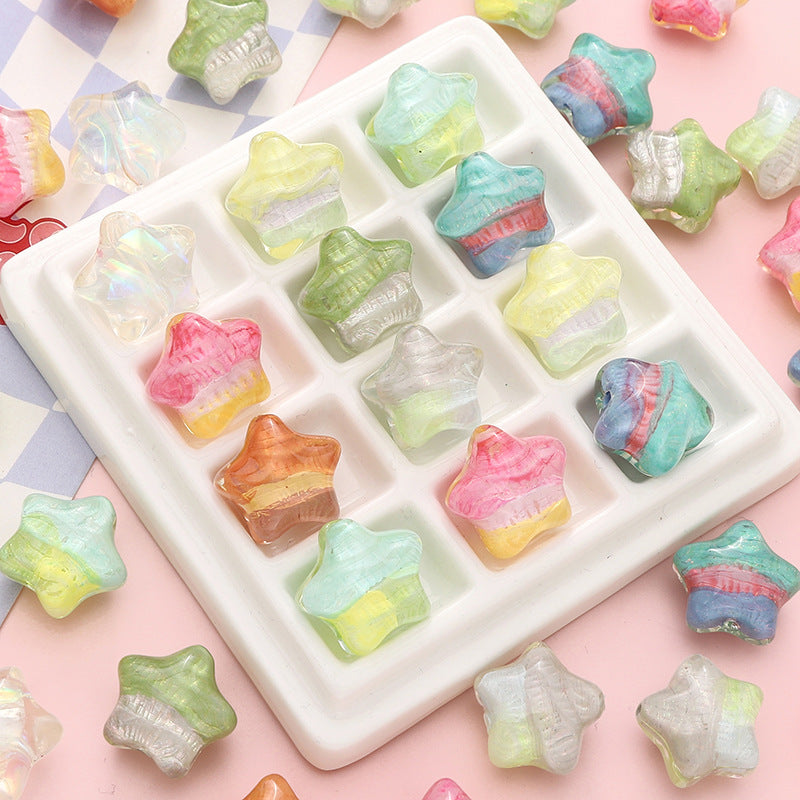 Resin dripping gradient 3D oil painting star beads