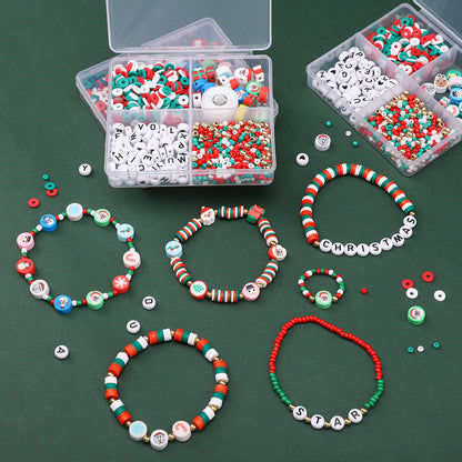 Christmas Alphabet Polymer Clay Bead Kit – DIY Jewelry Making Set for Bracelets, Necklaces & Holiday Crafts