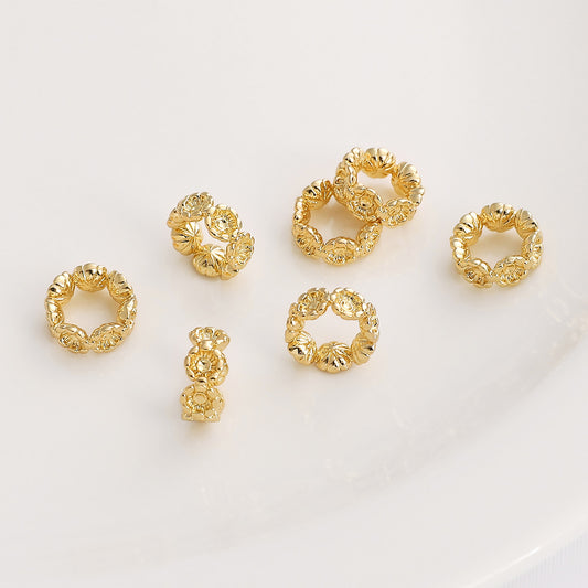 Color-Preserving 14k Copper Plum Blossom Hollow Circle Spacer Bead