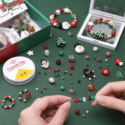 Christmas Snowman & Tree Bead Kit – DIY Jewelry Making Set for Bracelets, Necklaces & Holiday Crafts