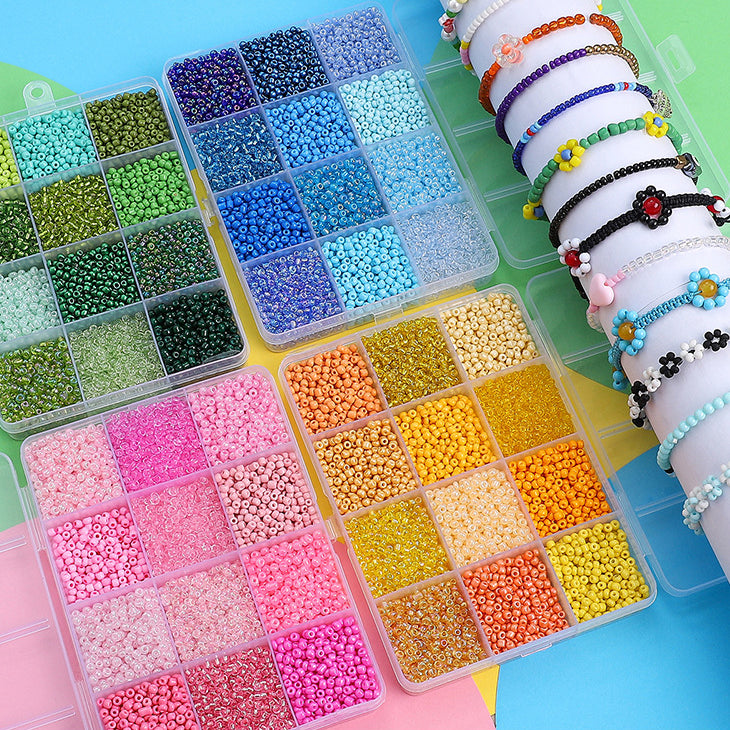 3mm Colored Glass Pony Beads Set - 12 Grids