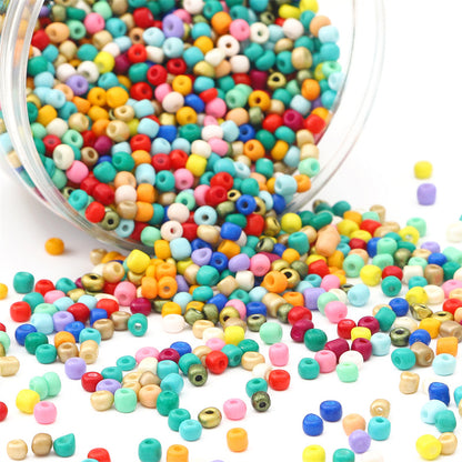 Glass solid color paint rice beads