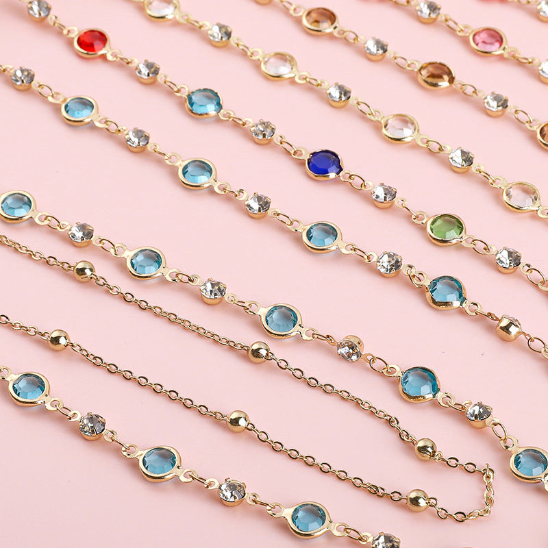 Pure Copper Color-Preserving Edging Glass Diamond Chain DIY