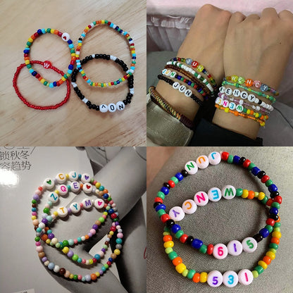 Acrylic Letter Beads White Background And Colorful Words