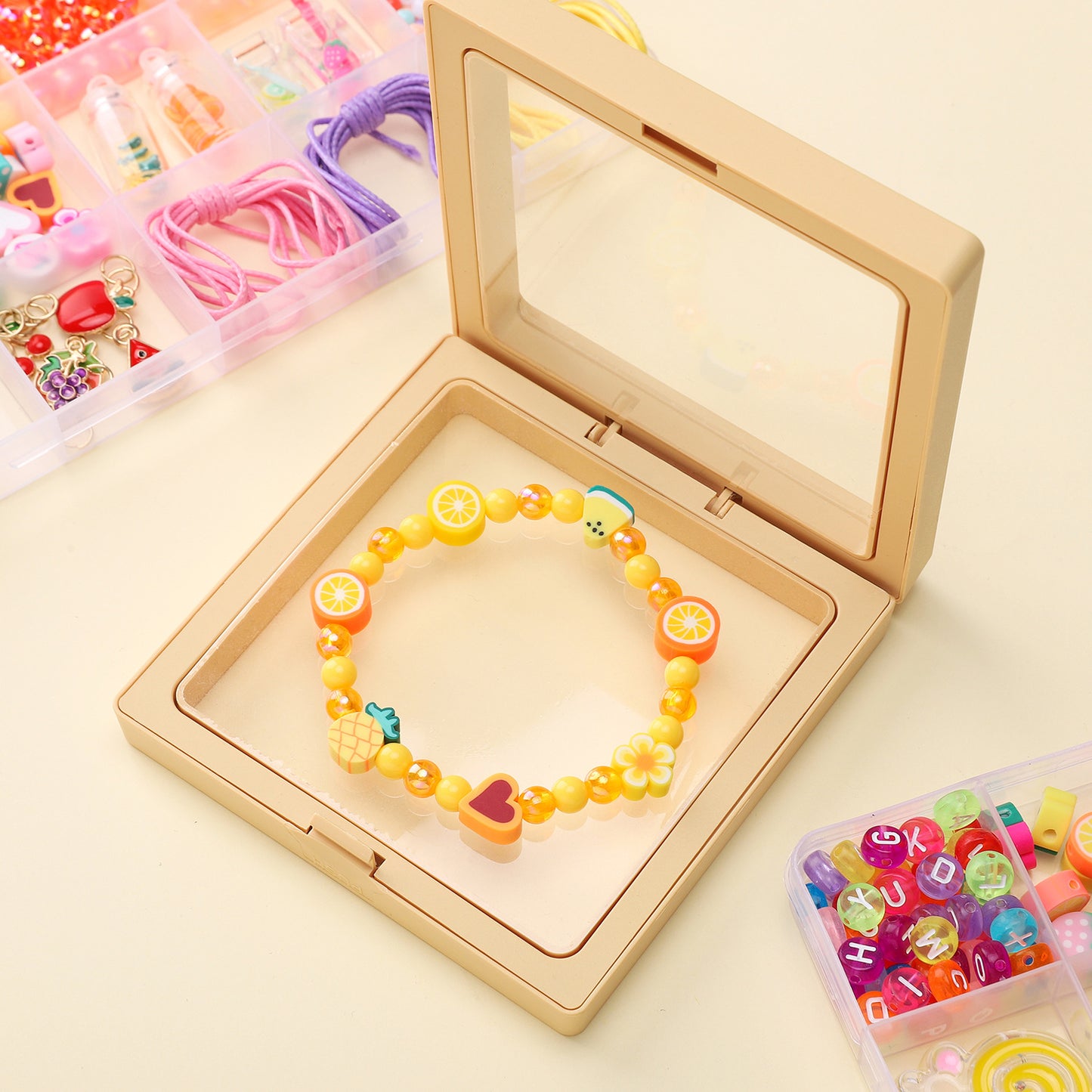 Summer Fruit DIY Jewelry Kit – Polymer Clay Beads Bracelet & Necklace Making Set for Kids & Beginners