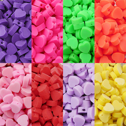 Solid Color Heart-Shaped Polymer Clay Beads DIY Beading Kit