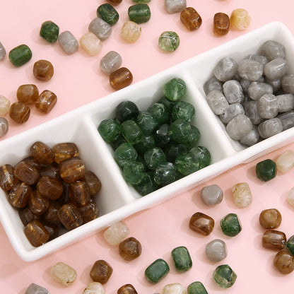 Resin Imitation Stone Amber Smudge Rectangular Beads
