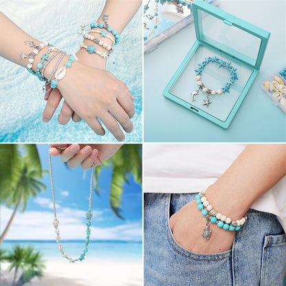 Summer Ocean-Inspired DIY Jewelry Kit – Turquoise & Seashell Beads Set for Handmade Bracelets & Necklaces
