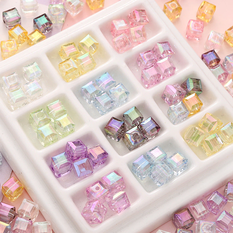 8mm beads Acrylic 3D Colorful Cube Beads