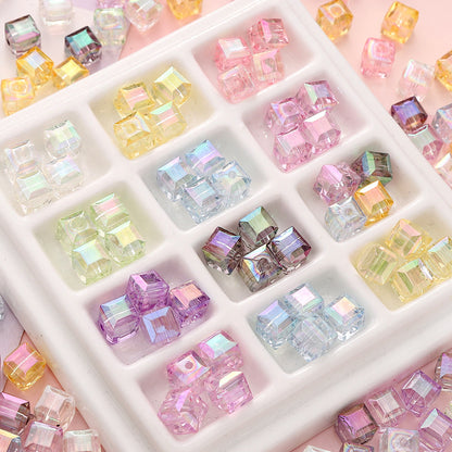 8mm beads Acrylic 3D Colorful Cube Beads
