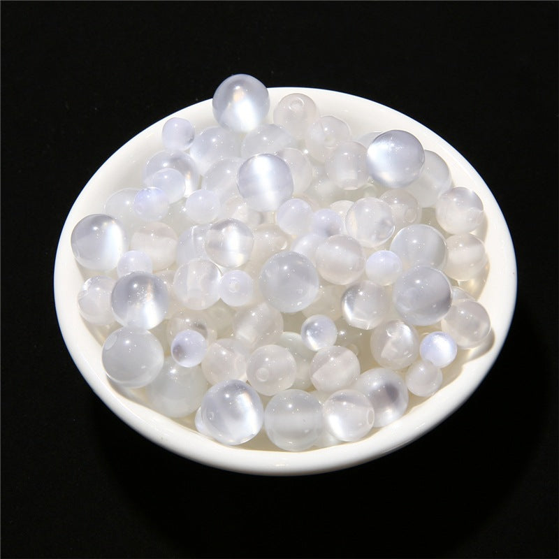 Resin Imitation Cat's Eye Round Beads White Bracelet Beading Kits