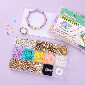 15-Grid Polymer Clay Letter Bead Kit – DIY Jewelry Making, Bracelet, Ring & Necklace Craft Beads Set