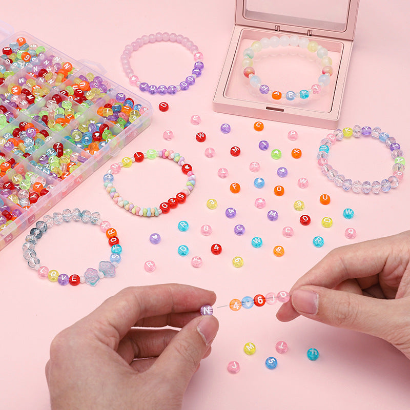 28-grid transparent color letter bead set DIY handmade beaded bracelet accessories