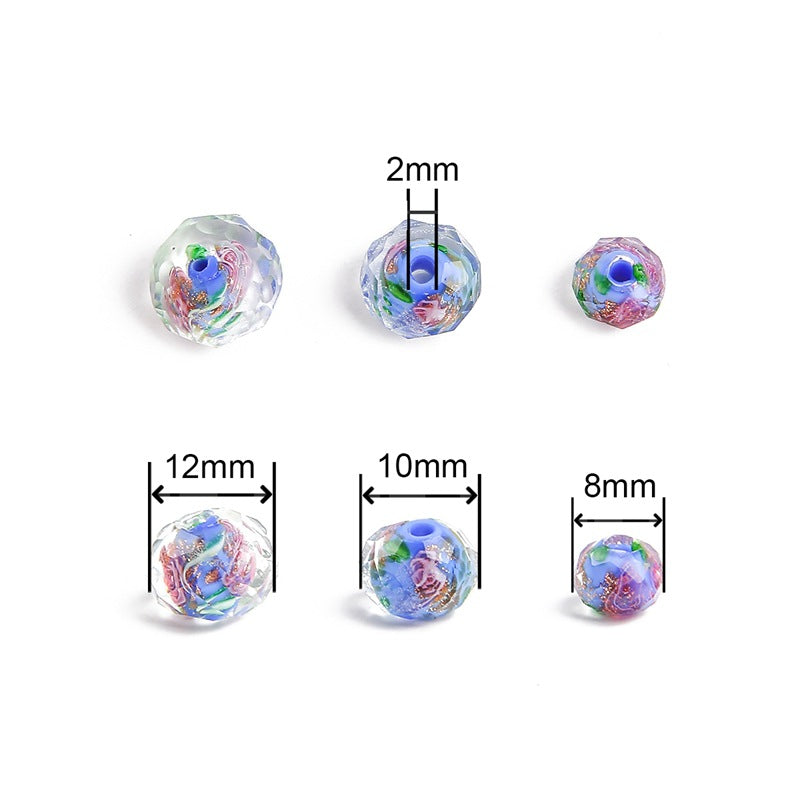Faceted glass wheel beads