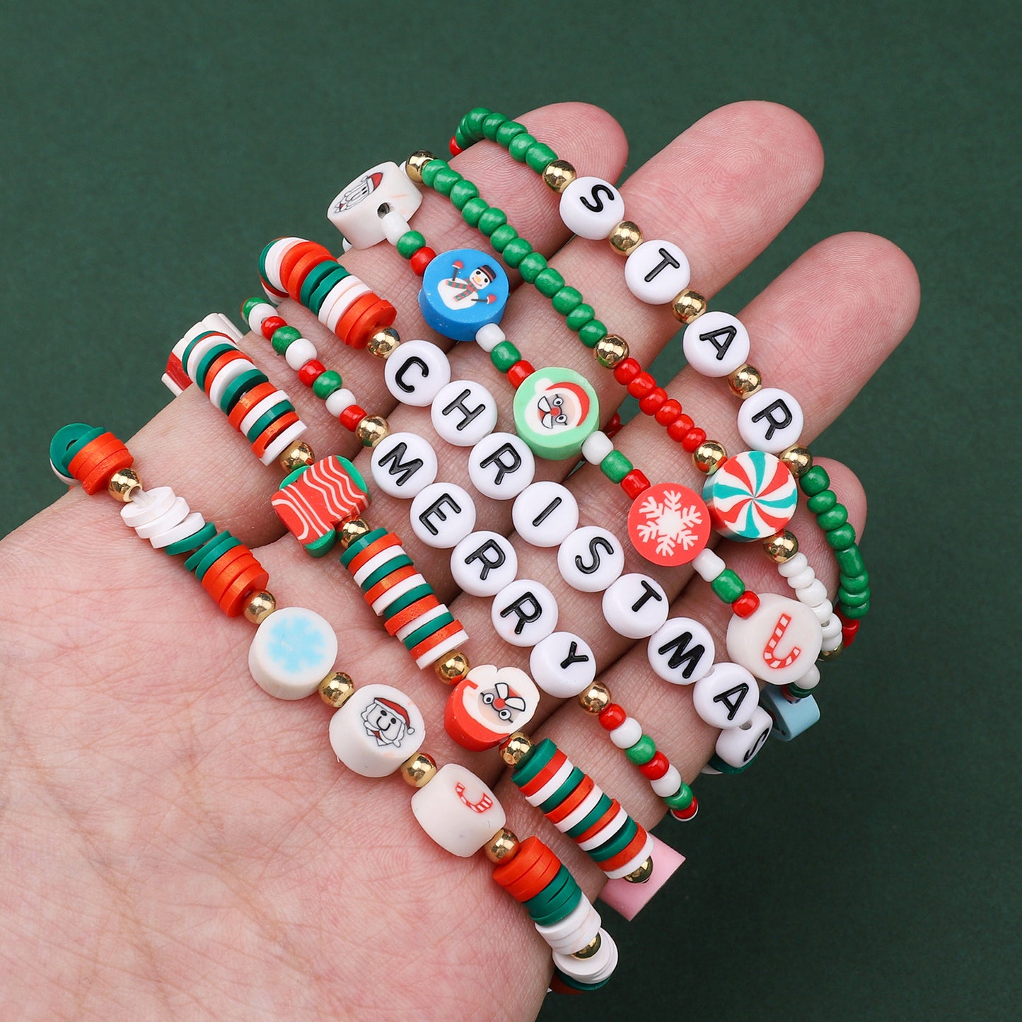 Christmas Alphabet Polymer Clay Bead Kit – DIY Jewelry Making Set for Bracelets, Necklaces & Holiday Crafts