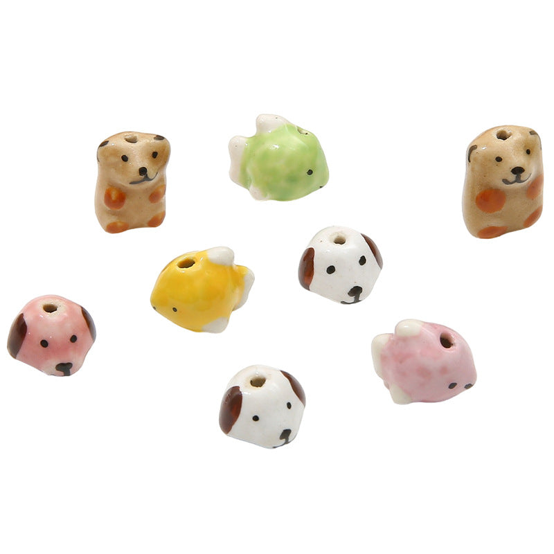 Small Fish Hand-Painted Ceramic Beads