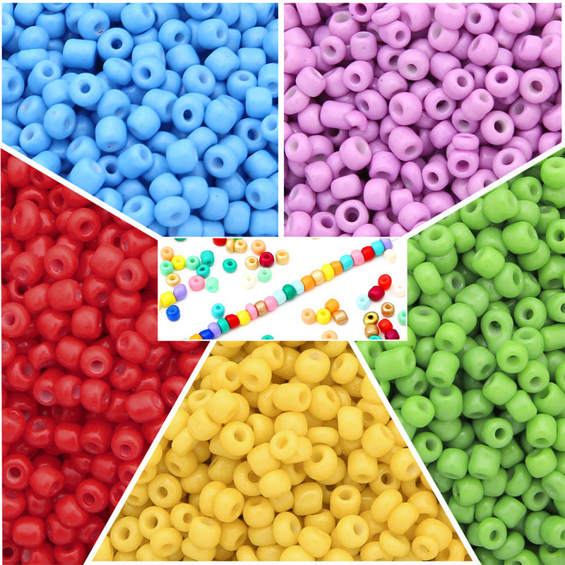 Glass solid color paint rice beads