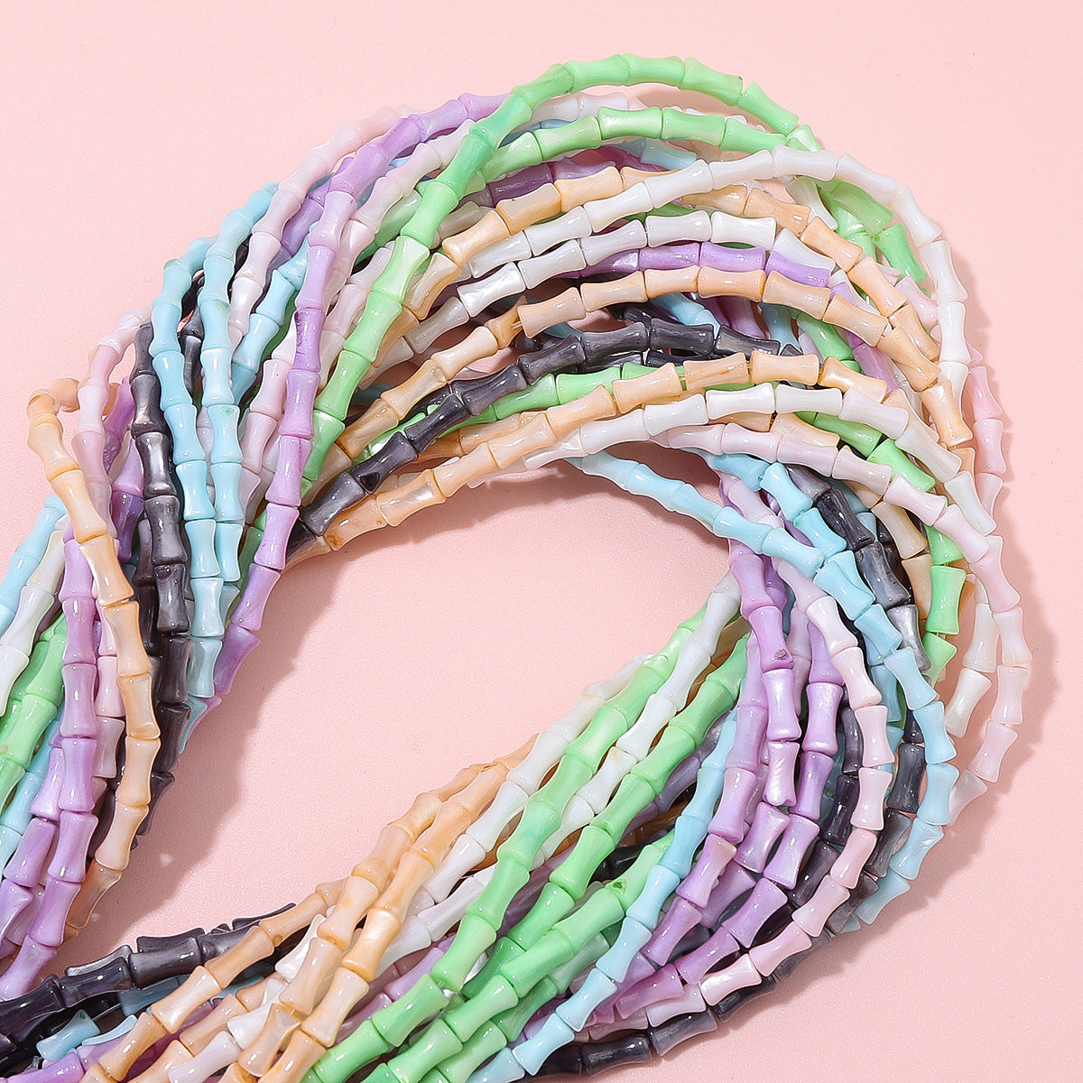 4x8mm Natural Freshwater Bamboo Shell Bead Beading Kits