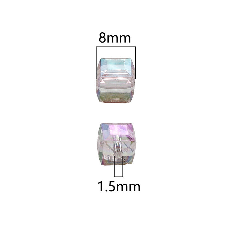 8mm beads Acrylic 3D Colorful Cube Beads
