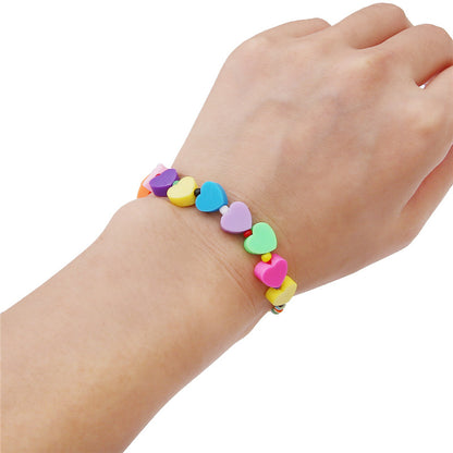 Solid Color Heart-Shaped Polymer Clay Beads DIY Beading Kit