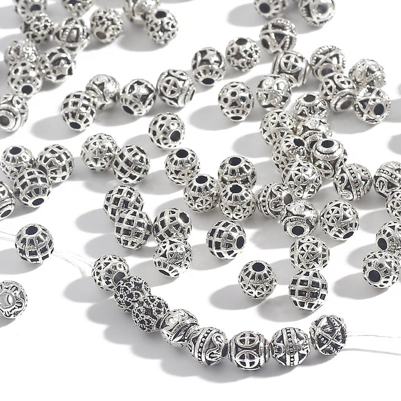 DIY Alloy Hollow Bead Components (Antique Silver Plated)