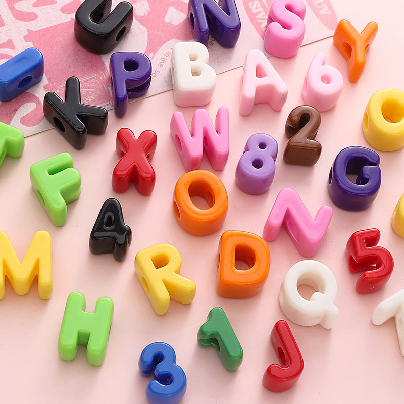 10pcs Acrylic Large Hole Alphabet Beads-B