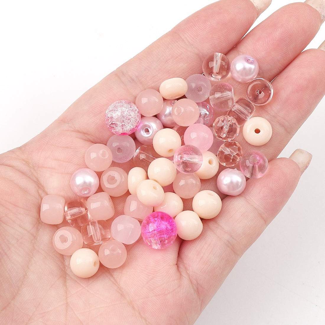 Pink Series - Round Glass Bulk Beads Beading Jewelry Making