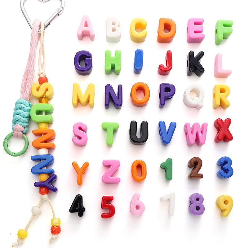 10pcs Acrylic Large Hole Alphabet Beads-B