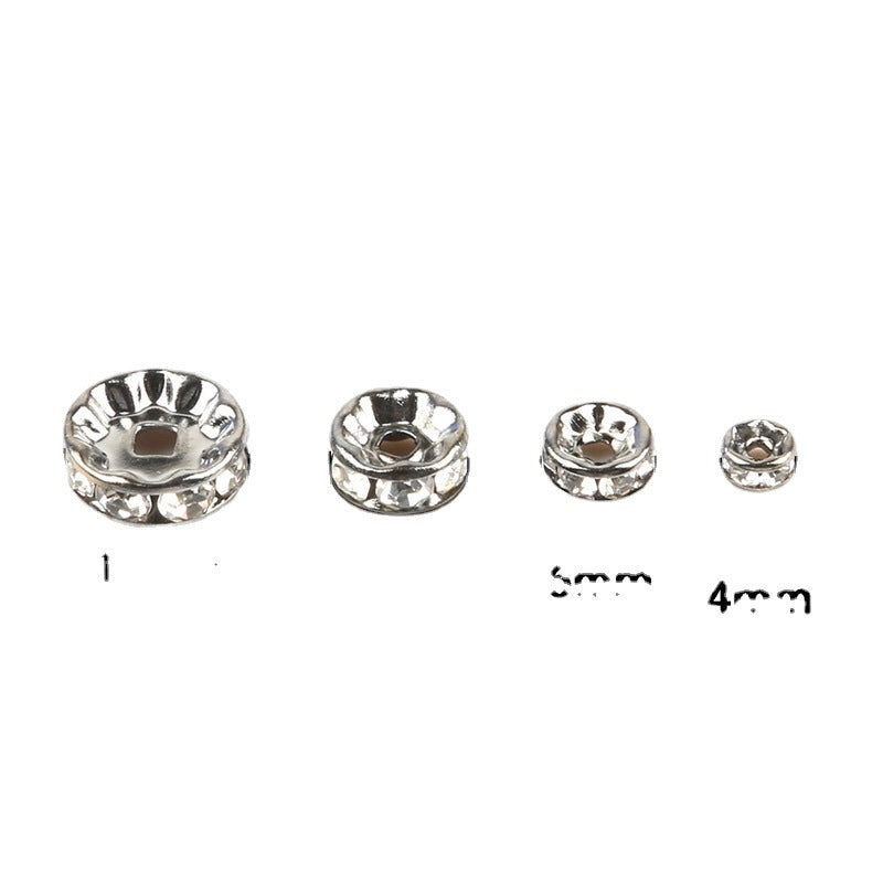 50pcs Electroplated White Wheel Drill Ring Spacer Beads