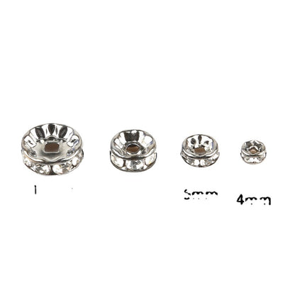 50pcs Electroplated White Wheel Drill Ring Spacer Beads