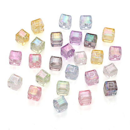 8mm beads Acrylic 3D Colorful Cube Beads