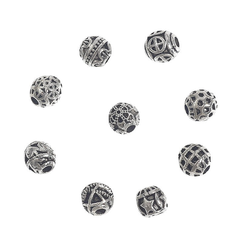 DIY Alloy Hollow Bead Components (Antique Silver Plated)