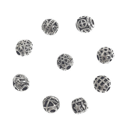 DIY Alloy Hollow Bead Components (Antique Silver Plated)