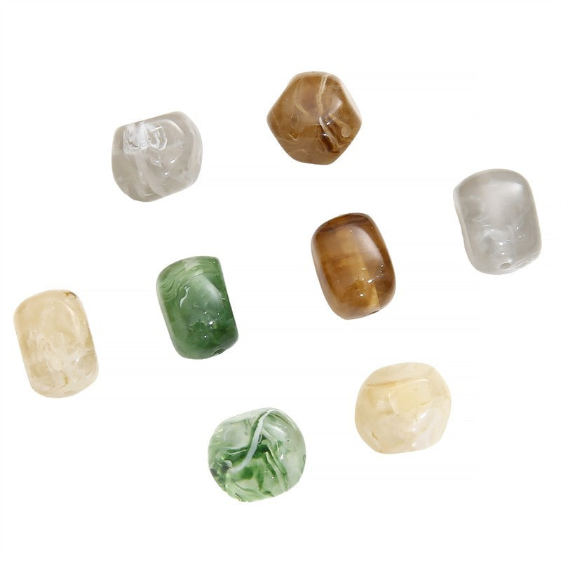 Resin Imitation Stone Amber Smudge Rectangular Beads