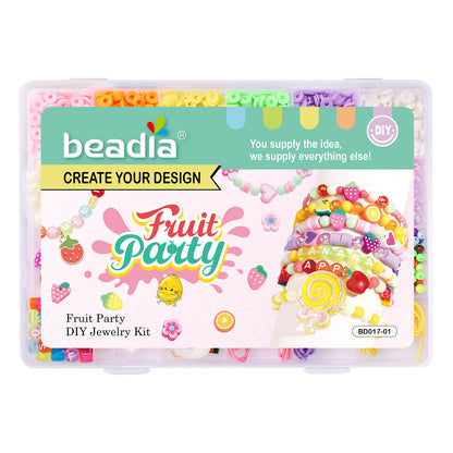 Summer Fruit DIY Jewelry Kit – Polymer Clay Beads Bracelet & Necklace Making Set for Kids & Beginners