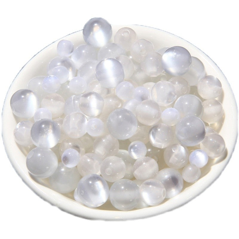 Resin Imitation Cat's Eye Round Beads White Bracelet Beading Kits