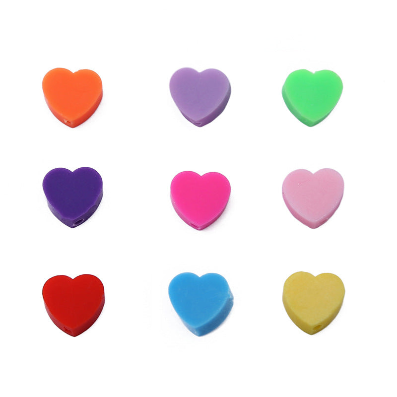 Solid Color Heart-Shaped Polymer Clay Beads DIY Beading Kit