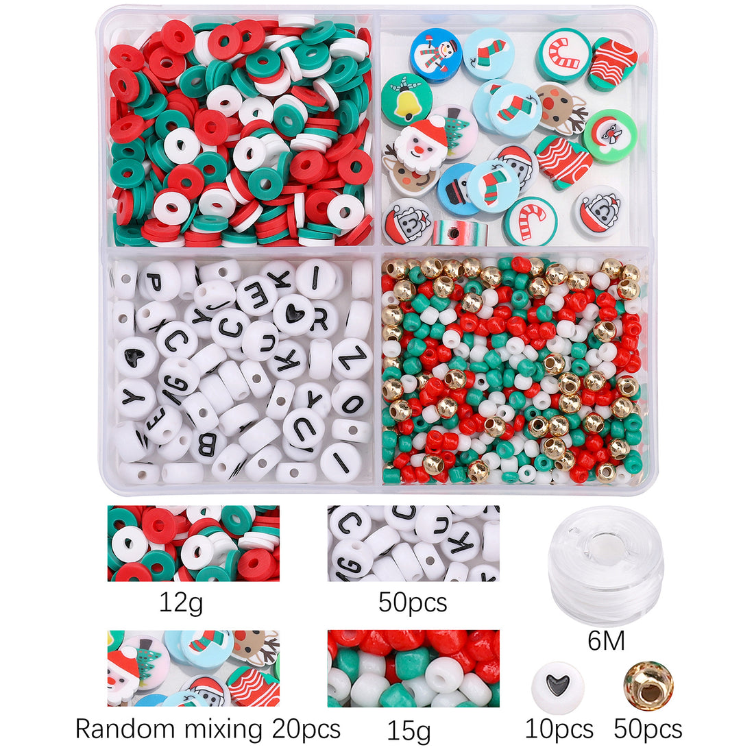 Christmas Alphabet Polymer Clay Bead Kit – DIY Jewelry Making Set for Bracelets, Necklaces & Holiday Crafts
