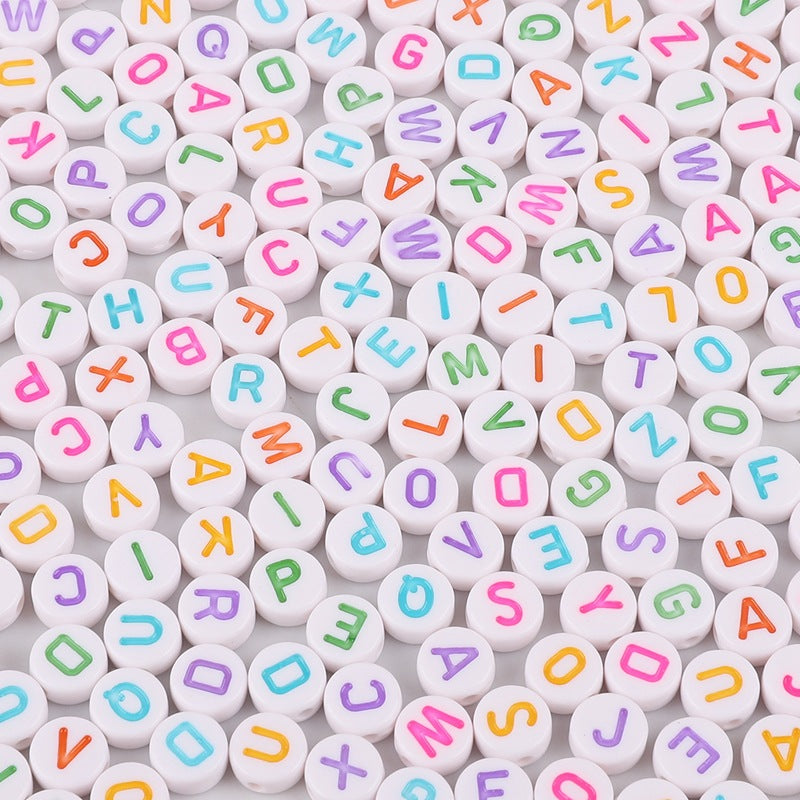 Acrylic Letter Beads White Background And Colorful Words