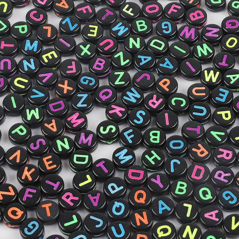 Acrylic Letter Beads Black Background And Color Words