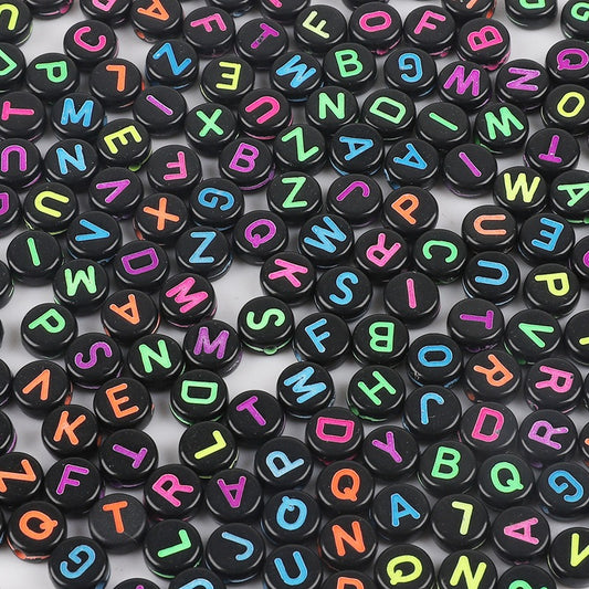 Acrylic Letter Beads Black Background And Color Words