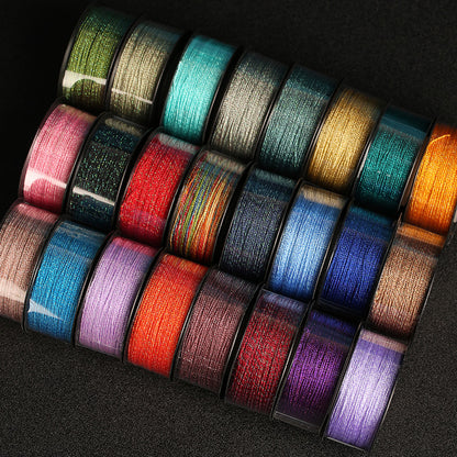 0.7mm Iridescent 18-Strand Braided Cord for Jewelry Making, Gradient Weaving Thread, DIY Bracelet & Decorative Craft Rope