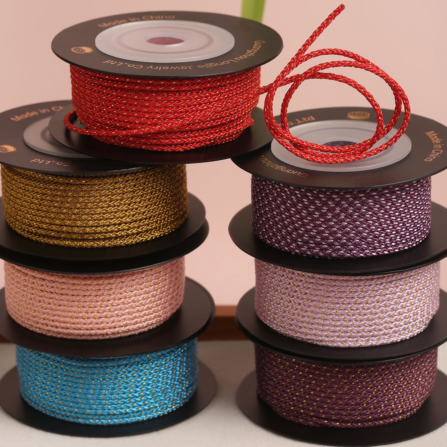 Decorative Metallic Braided Cord 1.5mm, DIY Jewelry String for Friendship Bracelets, Necklaces and Crafts