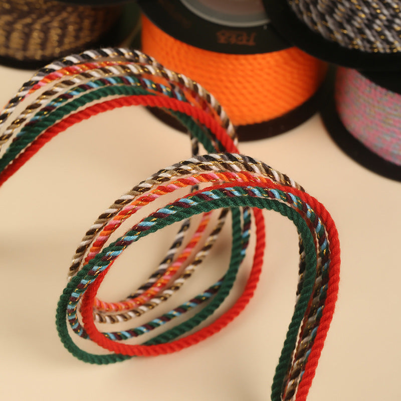 2.2mm Cotton Twist Braiding Cord for DIY Accessories, Decorative Starry Rope for Bracelets & Handcrafted Jewelry, Wholesale Available