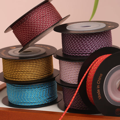 Decorative Metallic Braided Cord 1.5mm, DIY Jewelry String for Friendship Bracelets, Necklaces and Crafts