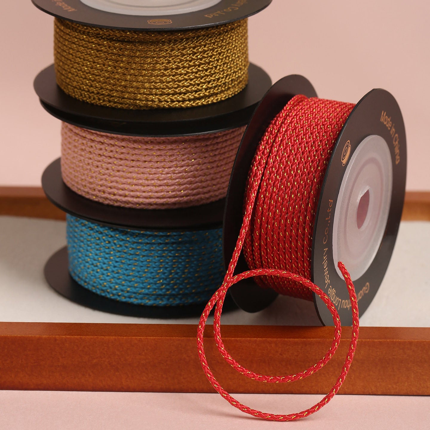 Decorative Metallic Braided Cord 1.5mm, DIY Jewelry String for Friendship Bracelets, Necklaces and Crafts